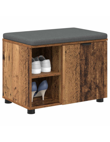 Panca per ingresso con cuscino Legno vecchio 60 x 38 x 46 cm