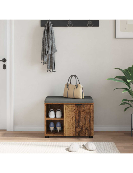 Panca per ingresso con cuscino Legno vecchio 60 x 38 x 46 cm