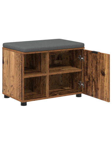 Panca per ingresso con cuscino Legno vecchio 60 x 38 x 46 cm