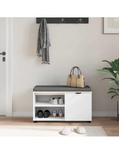 Panca per ingresso con cuscino Bianco 80 x 38 x 46 cm