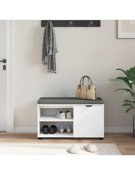Panca per ingresso con cuscino Bianco 80 x 38 x 46 cm