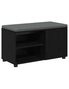 Panca per ingresso con cuscino Rovere Nero 80 x 38 x 46 cm 2