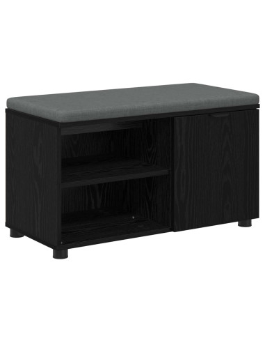Panca per ingresso con cuscino Rovere Nero 80 x 38 x 46 cm