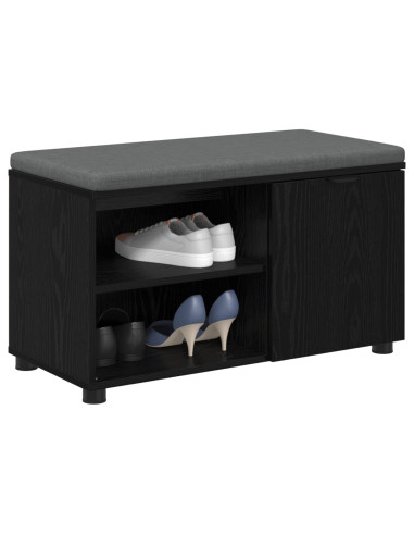 Panca per ingresso con cuscino Rovere Nero 80 x 38 x 46 cm