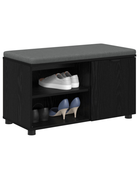 Panca per ingresso con cuscino Rovere Nero 80 x 38 x 46 cm