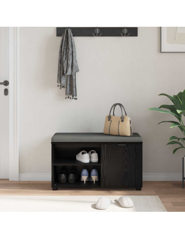 Panca per ingresso con cuscino Rovere Nero 80 x 38 x 46 cm