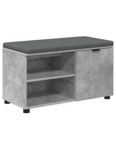 Panca per ingresso con cuscino Grigio cemento 80 x 38 x 46 cm 2