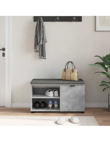 Panca per ingresso con cuscino Grigio cemento 80 x 38 x 46 cm