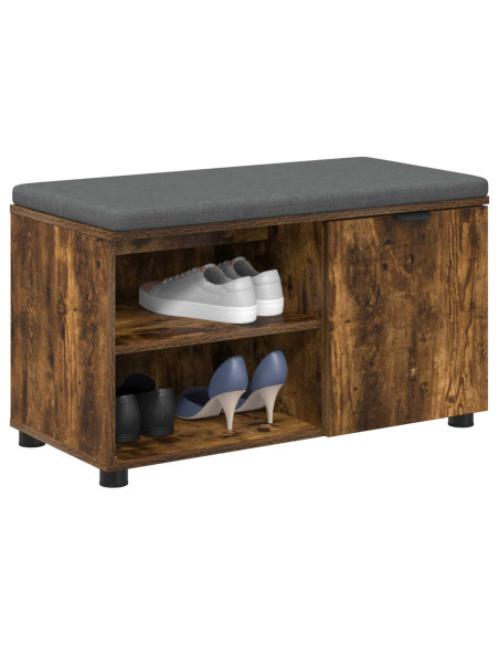 Panca per ingresso con cuscino Rovere fumé 80 x 38 x 46 cm