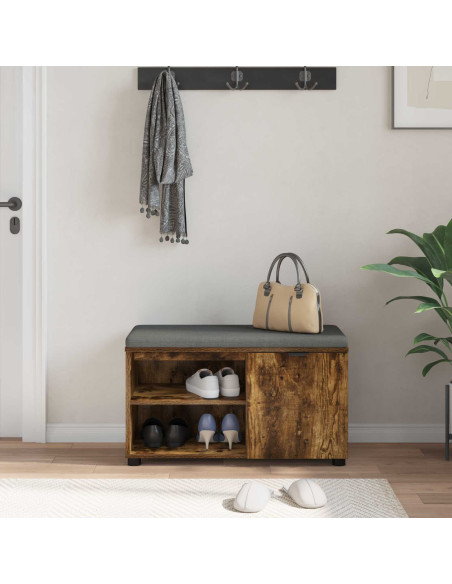 Panca per ingresso con cuscino Rovere fumé 80 x 38 x 46 cm