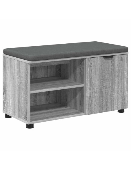 Panca per ingresso con cuscino Grigio Sonoma 80 x 38 x 46 cm