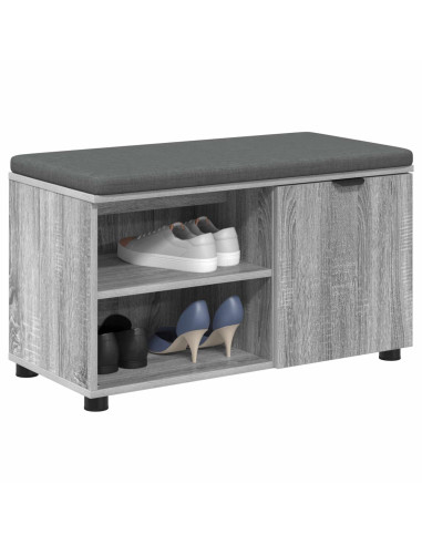 Panca per ingresso con cuscino Grigio Sonoma 80 x 38 x 46 cm