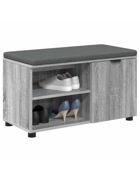 Panca per ingresso con cuscino Grigio Sonoma 80 x 38 x 46 cm