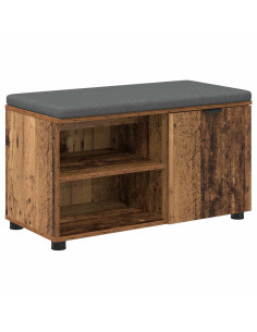 Panca per ingresso con cuscino Legno vecchio 80 x 38 x 46 cm 2