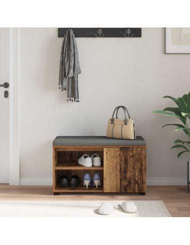 Panca per ingresso con cuscino Legno vecchio 80 x 38 x 46 cm