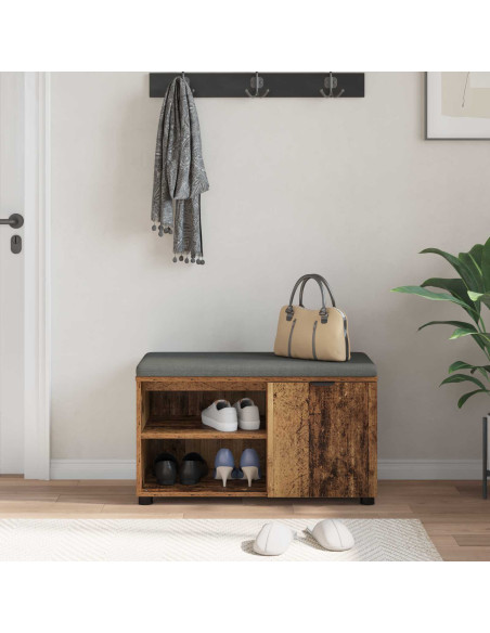 Panca per ingresso con cuscino Legno vecchio 80 x 38 x 46 cm