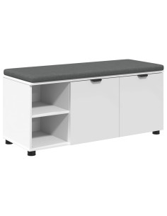 Panca per ingresso con cuscino Bianco 100 x 38 x 46 cm 2