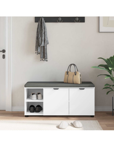 Panca per ingresso con cuscino Bianco 100 x 38 x 46 cm