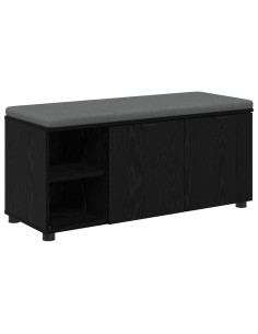Panca per ingresso con cuscino Rovere Nero 100 x 38 x 46 cm 2