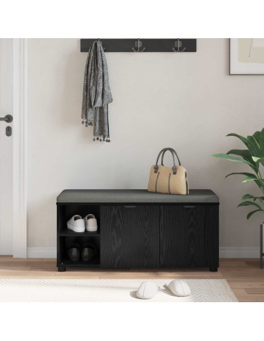 Panca per ingresso con cuscino Rovere Nero 100 x 38 x 46 cm