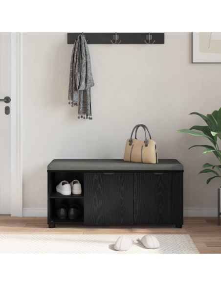 Panca per ingresso con cuscino Rovere Nero 100 x 38 x 46 cm