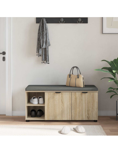 Panca per ingresso con cuscino Rovere Sonoma 100 x 38 x 46 cm
