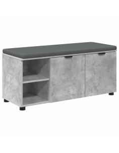 Panca per ingresso con cuscino Grigio cemento 100 x 38 x 46 cm 2