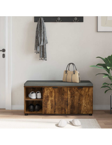 Panca per ingresso con cuscino Rovere fumé 100 x 38 x 46 cm