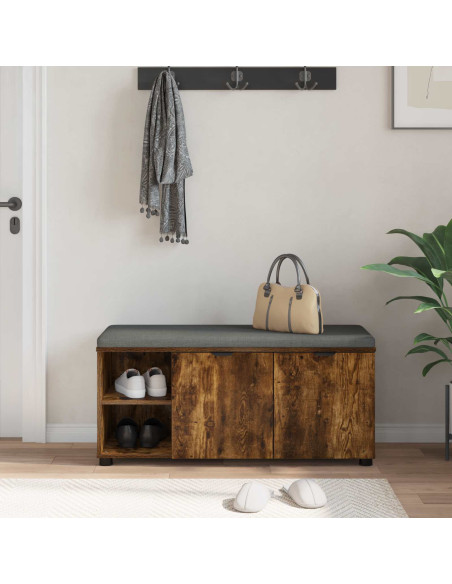 Panca per ingresso con cuscino Rovere fumé 100 x 38 x 46 cm