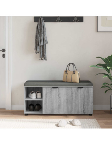 Panca per ingresso con cuscino Grigio Sonoma 100 x 38 x 46 cm