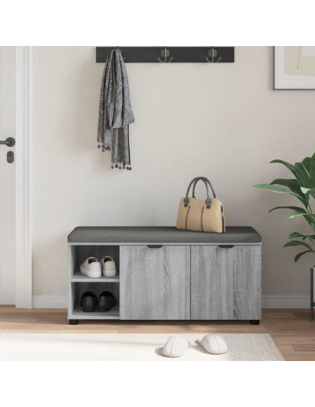 Panca per ingresso con cuscino Grigio Sonoma 100 x 38 x 46 cm