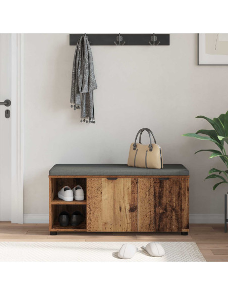 Panca per ingresso con cuscino Legno vecchio 100 x 38 x 46 cm