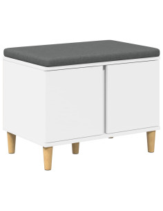 Panca per ingresso con cuscino con porta Bianco 60 x 38 x 46 cm 2
