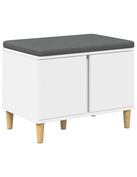 Panca per ingresso con cuscino con porta Bianco 60 x 38 x 46 cm