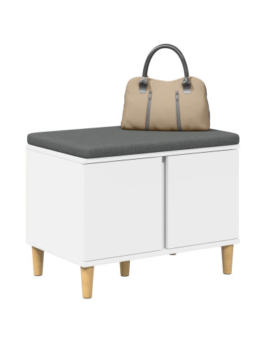 Panca per ingresso con cuscino con porta Bianco 60 x 38 x 46 cm
