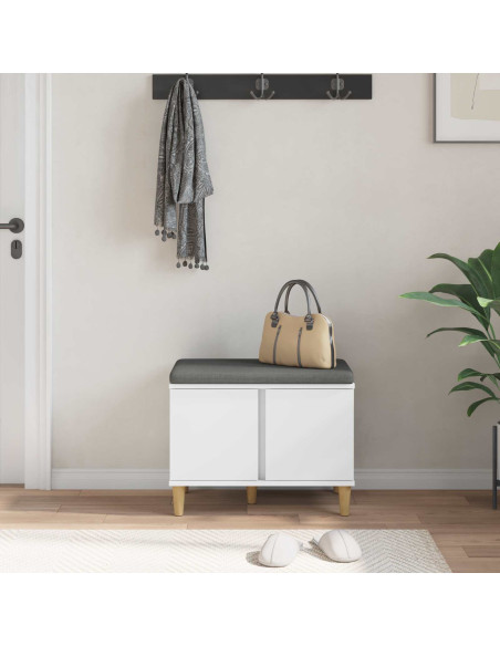 Panca per ingresso con cuscino con porta Bianco 60 x 38 x 46 cm