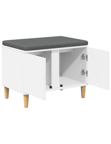Panca per ingresso con cuscino con porta Bianco 60 x 38 x 46 cm