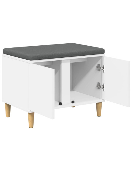 Panca per ingresso con cuscino con porta Bianco 60 x 38 x 46 cm