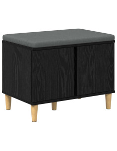 Panca per ingresso con cuscino Rovere Nero 60 x 38 x 46 cm 2
