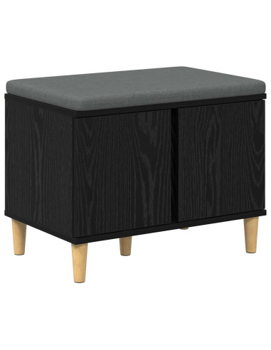 Panca per ingresso con cuscino Rovere Nero 60 x 38 x 46 cm