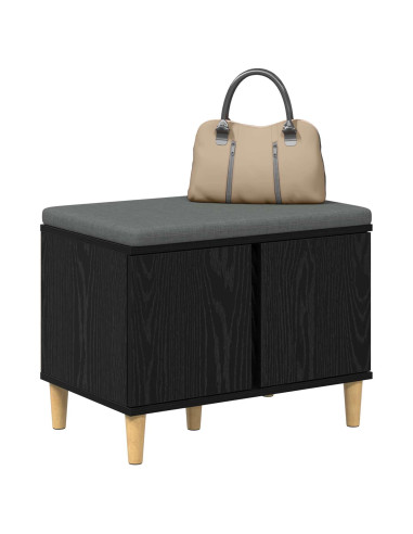Panca per ingresso con cuscino Rovere Nero 60 x 38 x 46 cm