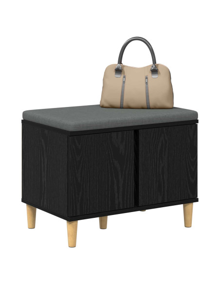 Panca per ingresso con cuscino Rovere Nero 60 x 38 x 46 cm