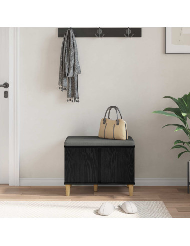 Panca per ingresso con cuscino Rovere Nero 60 x 38 x 46 cm