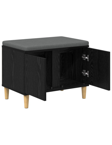 Panca per ingresso con cuscino Rovere Nero 60 x 38 x 46 cm