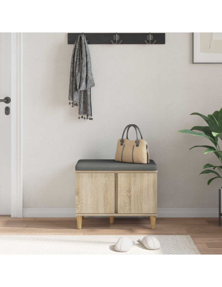 Panca per ingresso con cuscino Rovere Sonoma 60 x 38 x 46 cm