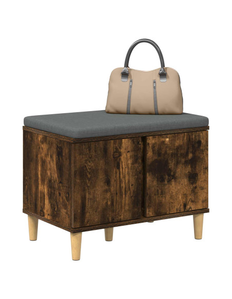 Panca per ingresso con cuscino Rovere fumé 60 x 38 x 46 cm