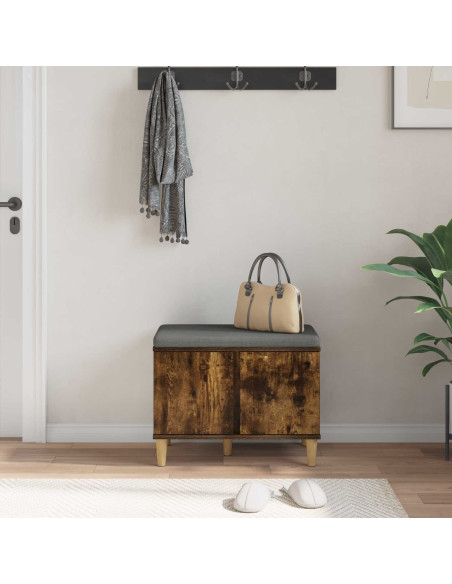 Panca per ingresso con cuscino Rovere fumé 60 x 38 x 46 cm