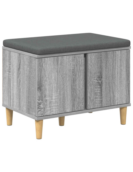 Panca per ingresso con cuscino Grigio Sonoma 60 x 38 x 46 cm