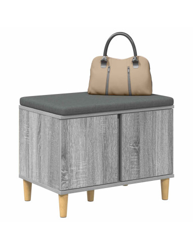 Panca per ingresso con cuscino Grigio Sonoma 60 x 38 x 46 cm