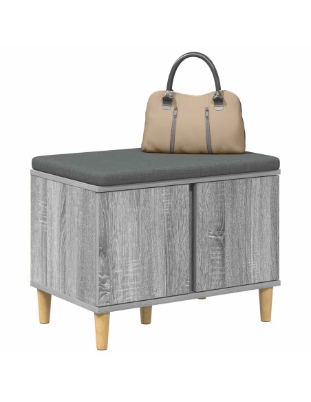 Panca per ingresso con cuscino Grigio Sonoma 60 x 38 x 46 cm